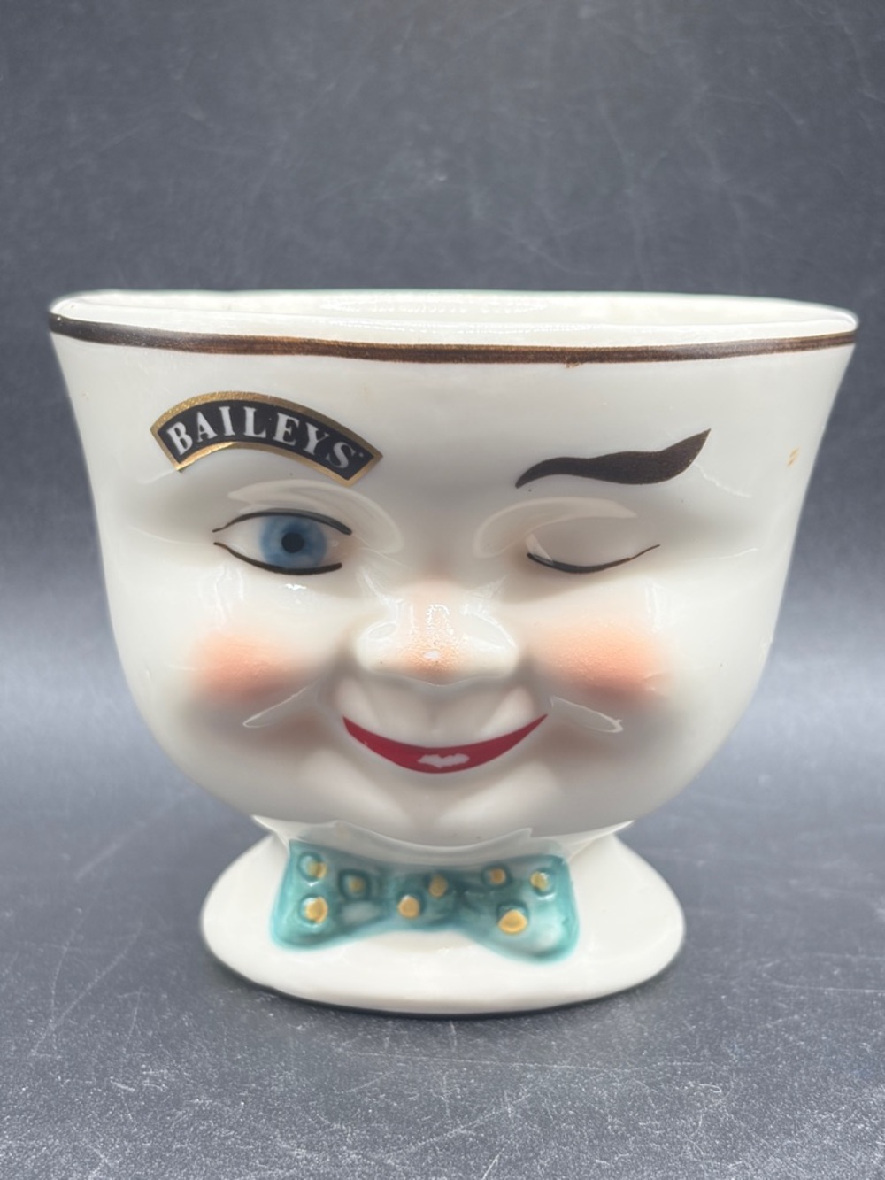 Vintage 1996 Baileys Irish Cream Mr. Yum Winking Face Ceramic Cup Mug Drinkware